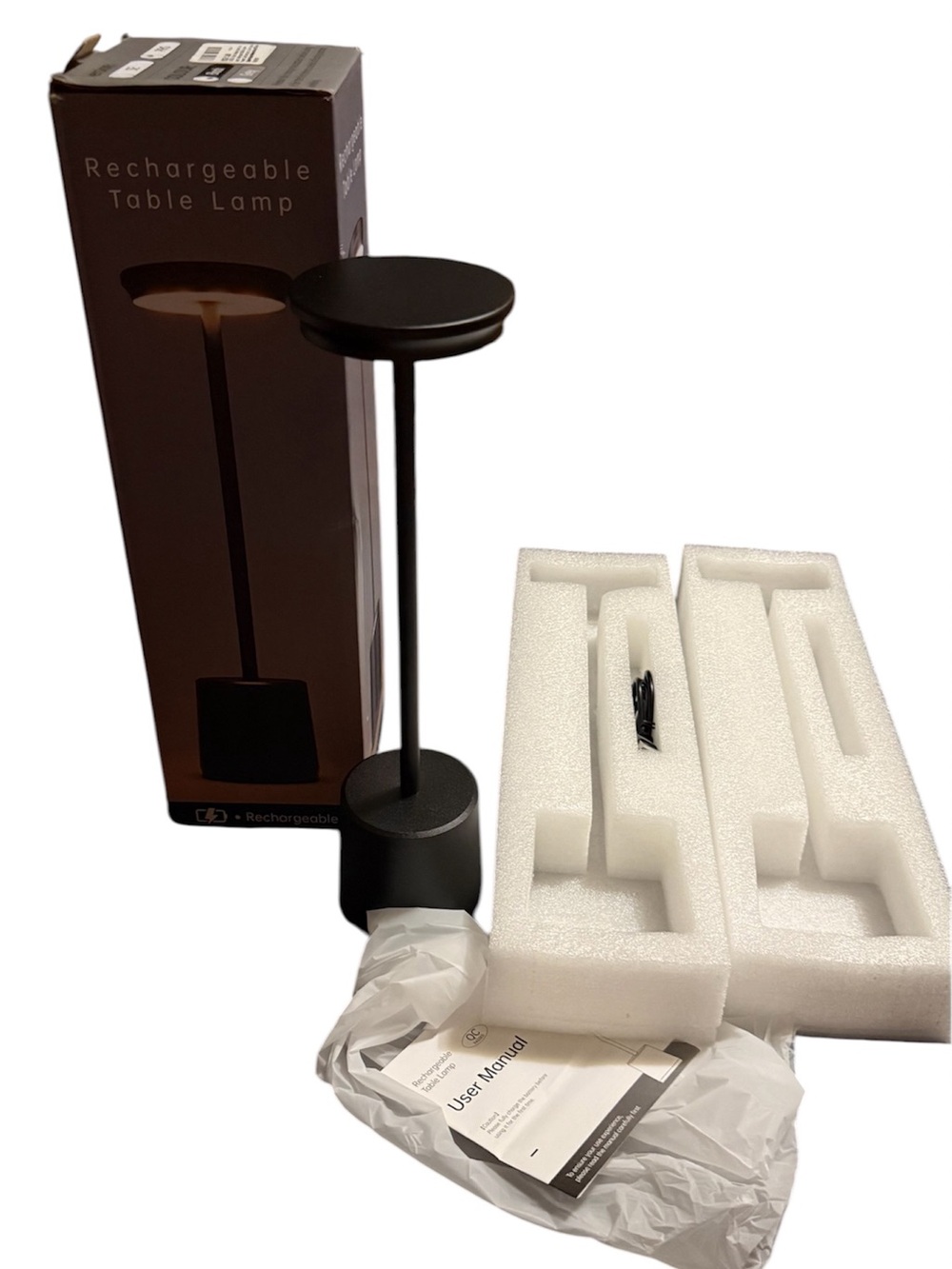 Rechargeable Black Table Lamp - Modern LED Desk Light
